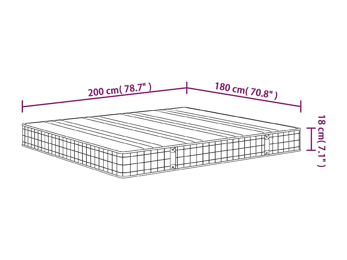 Matelas à ressorts bonnell moyen 180x200 cm