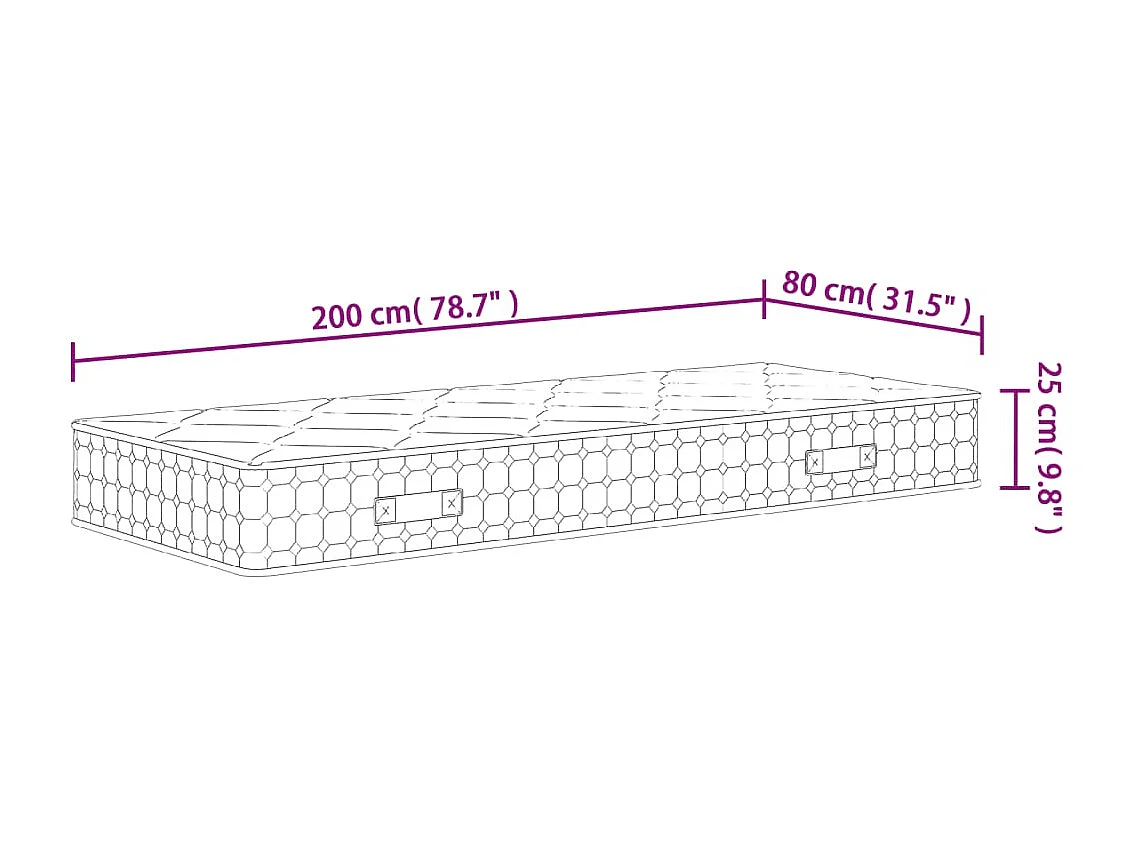 Colchão de molas ensacadas de dureza média 80x200 cm