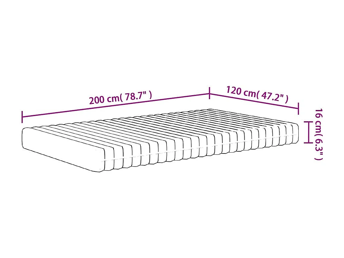 Matelas en mousse moyennement doux 120x200 cm