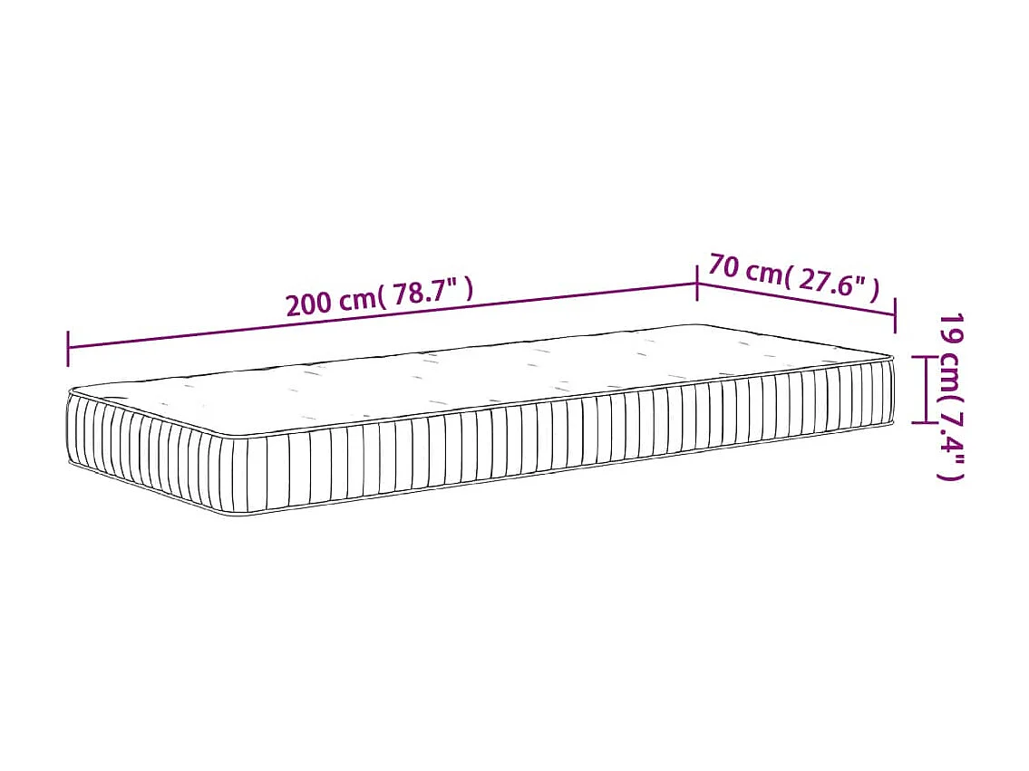 Matelas à ressorts ensachés moyen 70x200 cm