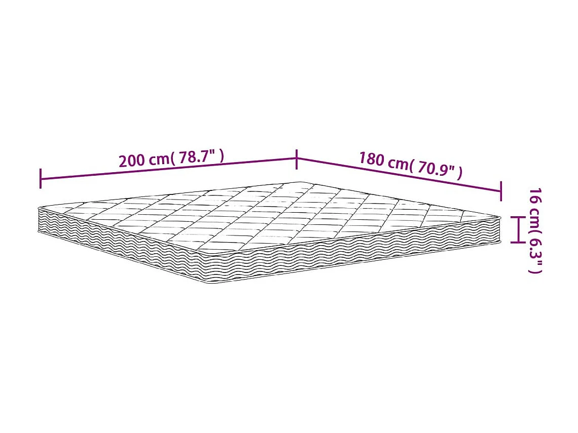 Matelas en mousse moyennement doux 180x200 cm
