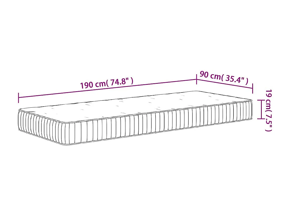 Colchón de muelles ensacados mediano 90x190 cm