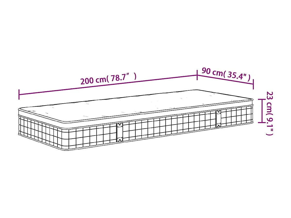 Matelas à ressorts bonnell moyen 90x200 cm