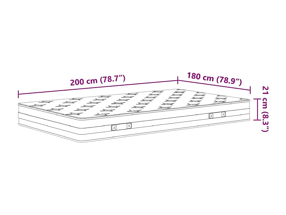 Matelas à ressorts bonnell moyen 180x200 cm