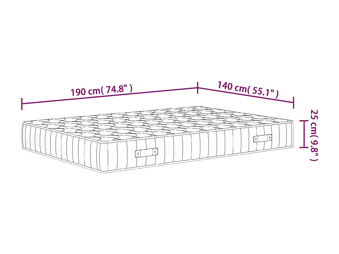 Matelas à ressorts ensachés dureté moyenne 140x190 cm