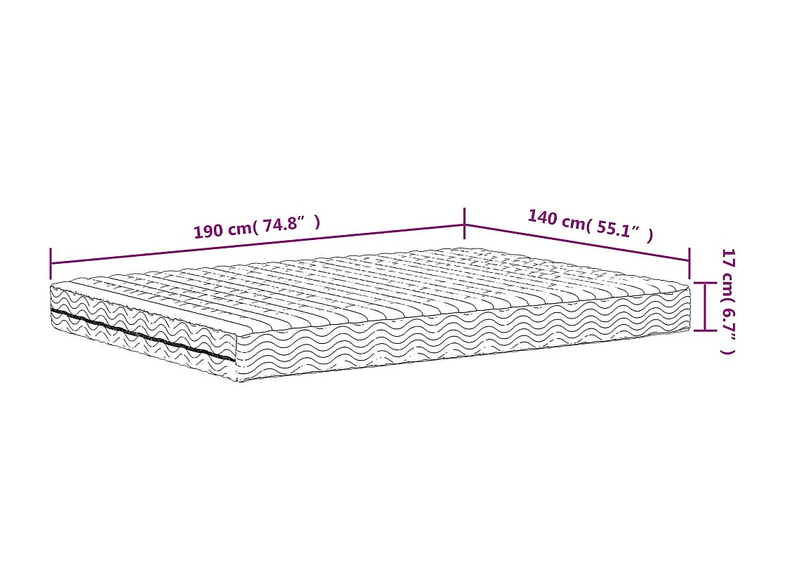 Matelas en mousse blanc 140x190 cm dureté H2 H3