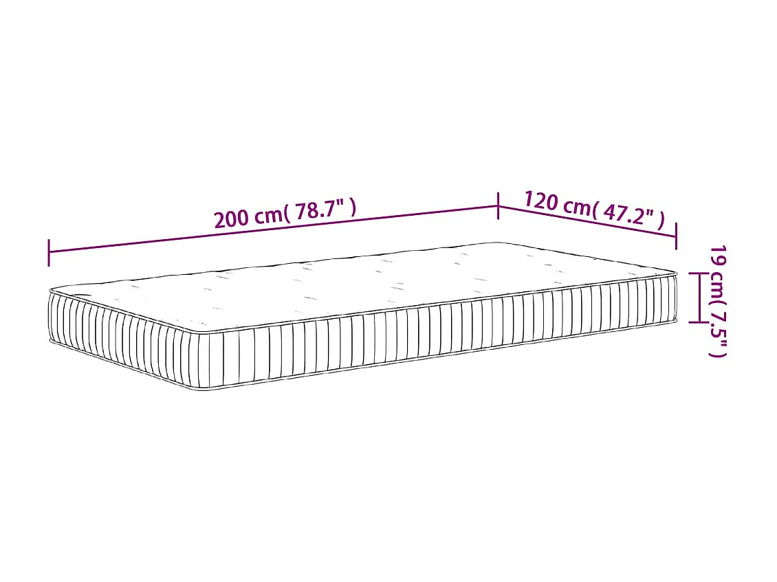 Matelas à ressorts ensachés moyen 120x200 cm