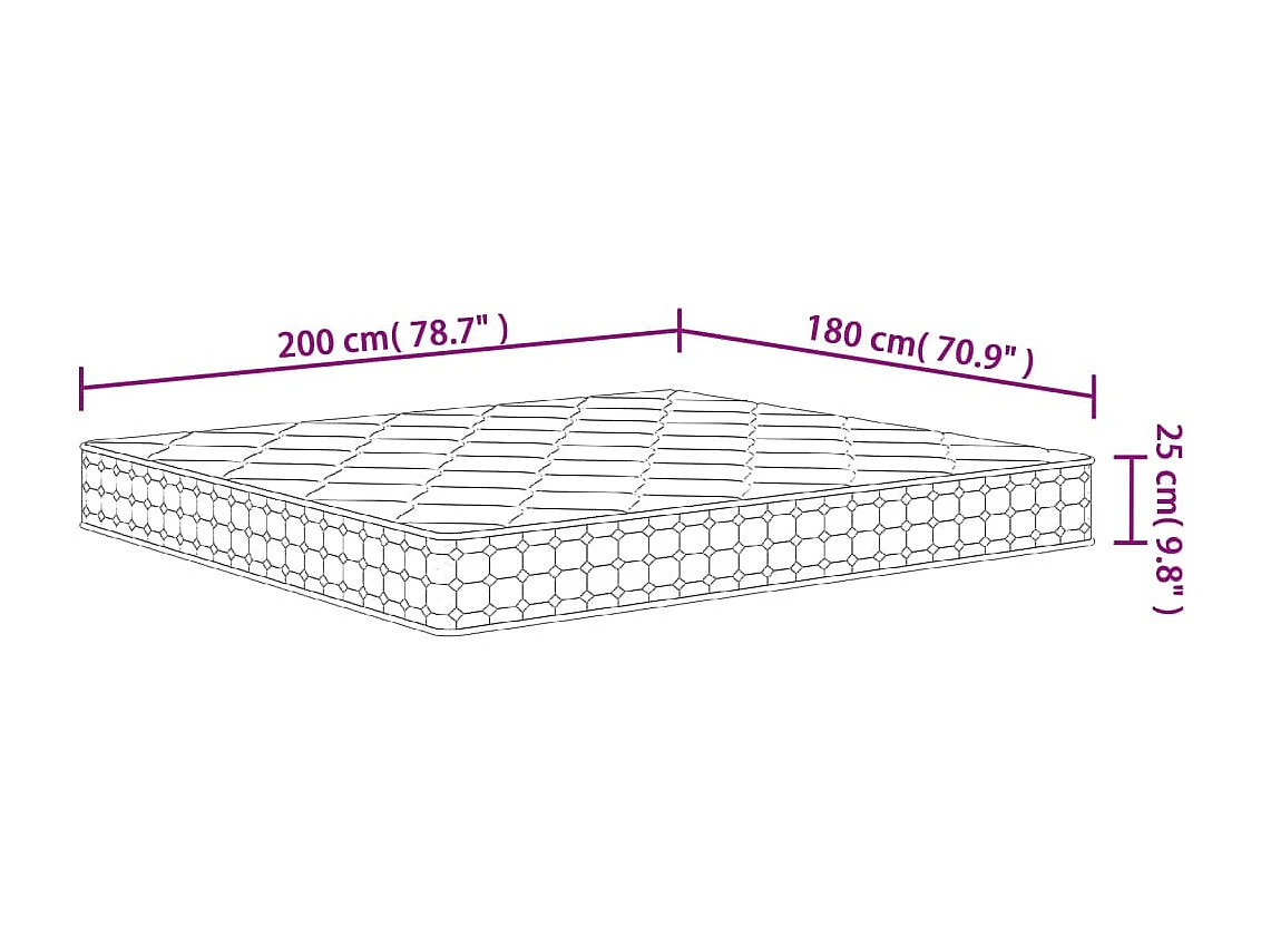 Matelas à ressorts ensachés dureté moyenne 180x200 cm