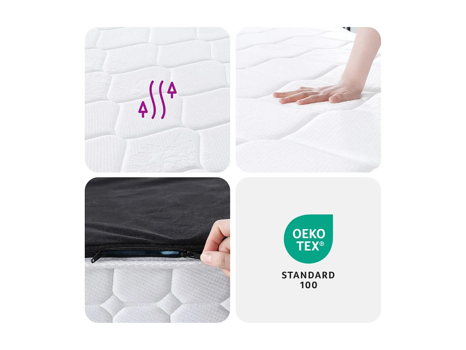 Matelas à ressorts ensachés dureté moyenne 180x200 cm