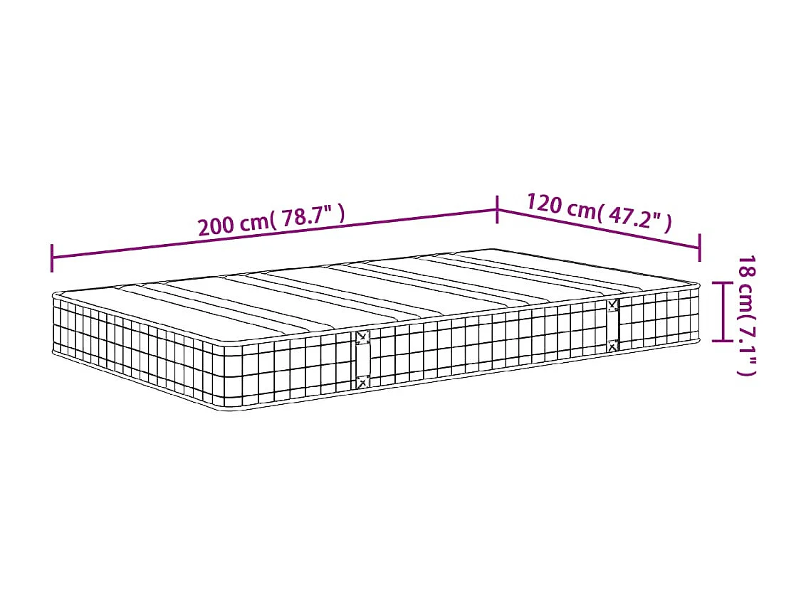 Matelas à ressorts bonnell moyen 120x200 cm