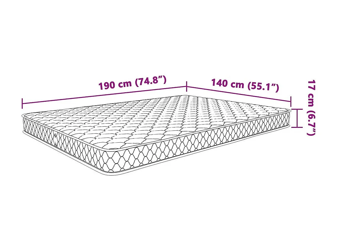 Matelas en mousse à mémoire de forme blanc 140x190x17 cm