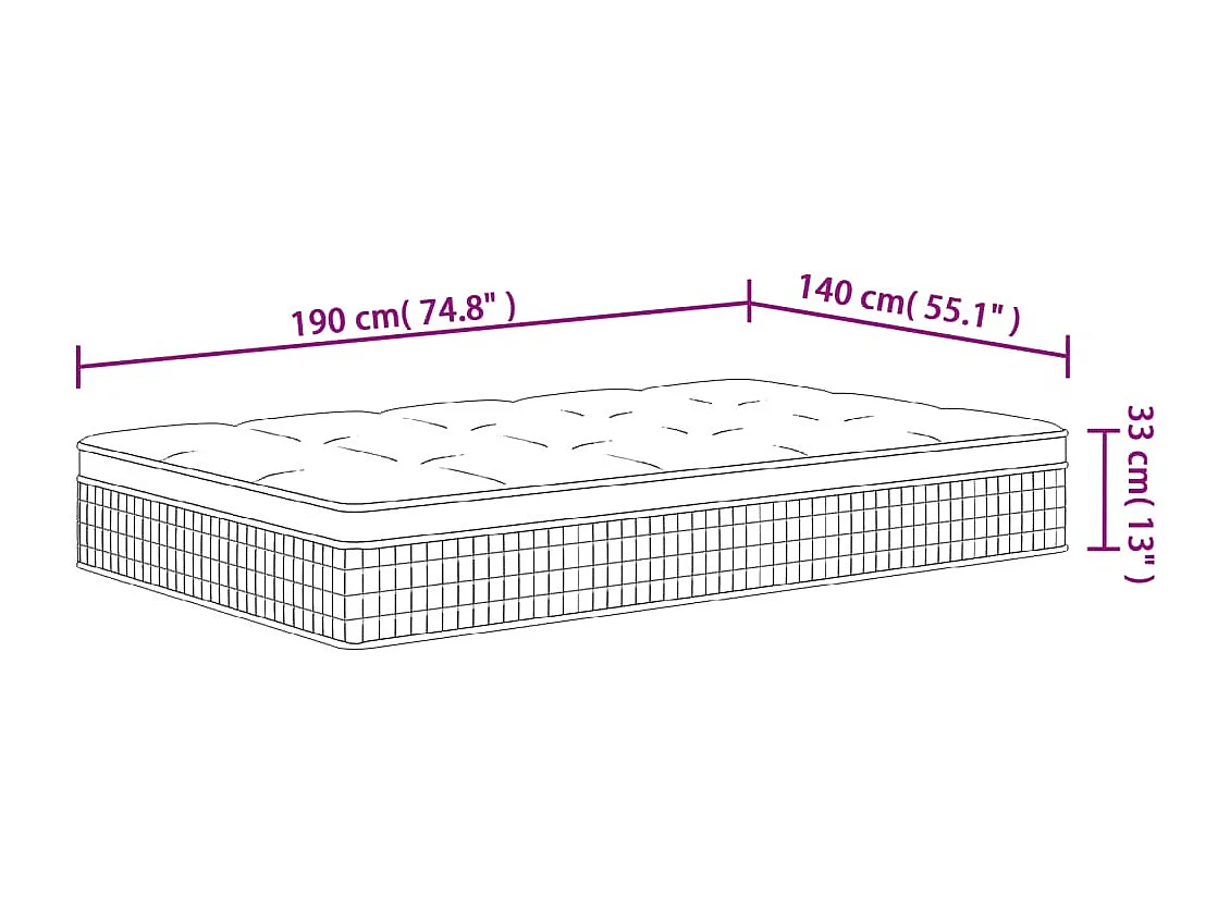 Matelas à ressorts ensachés moyen plus 140x190 cm