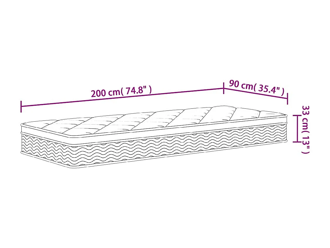 Matelas à ressorts ensachés moyen plus 90x200 cm