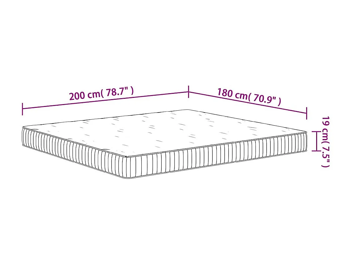 Colchón de muelles ensacados mediano 180x200 cm