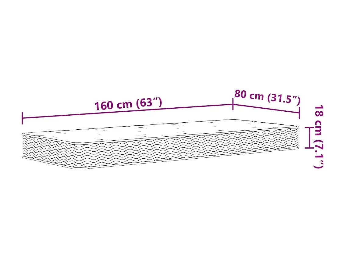 Matelas à ressorts Bonnell pour enfants moyen 80x160 cm