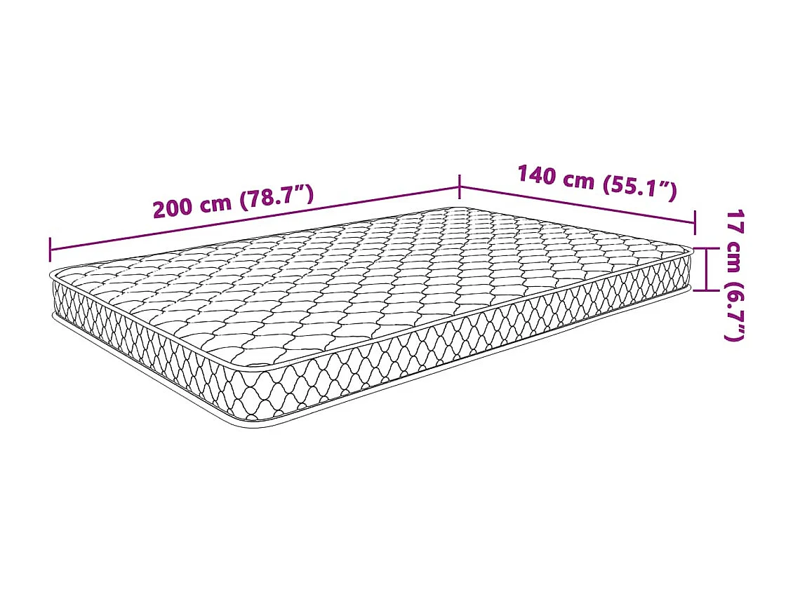 Matelas en mousse à mémoire de forme 200 x 140 x 17 cm