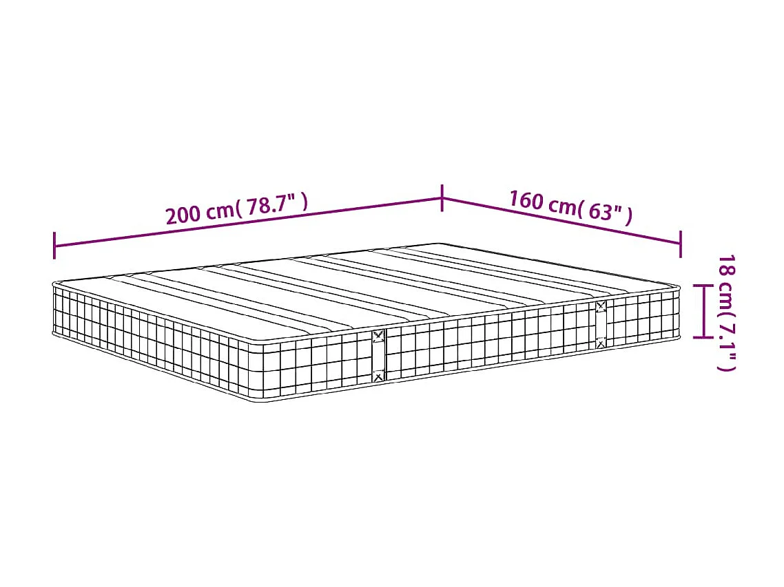 Matelas à ressorts bonnell moyen 160x200 cm