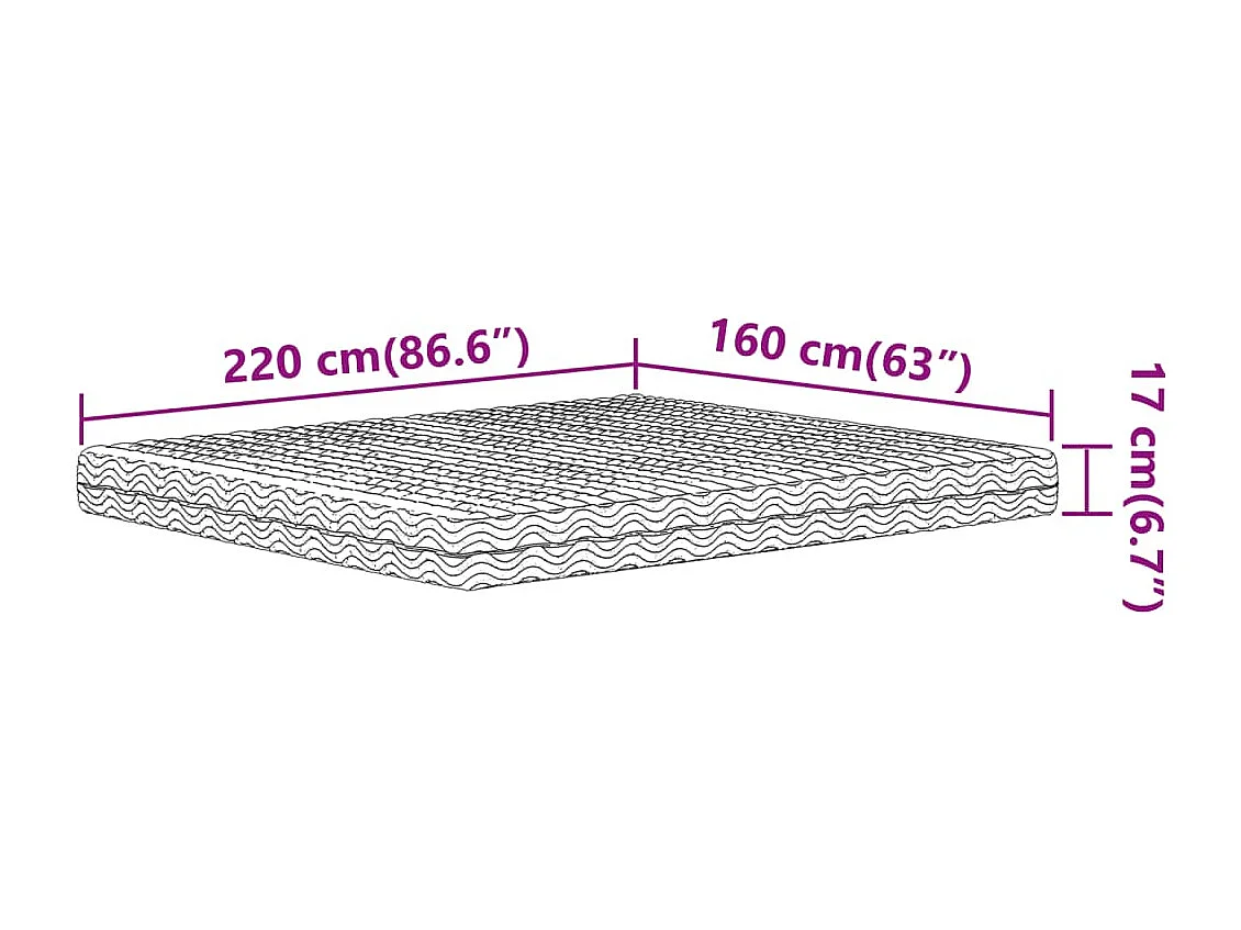 Matelas en mousse blanc 160x220 cm dureté H2 H3