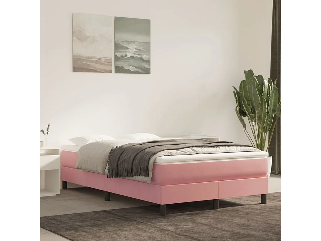 Colchão de molas ensacadas rosa 120x210x20 cm veludo