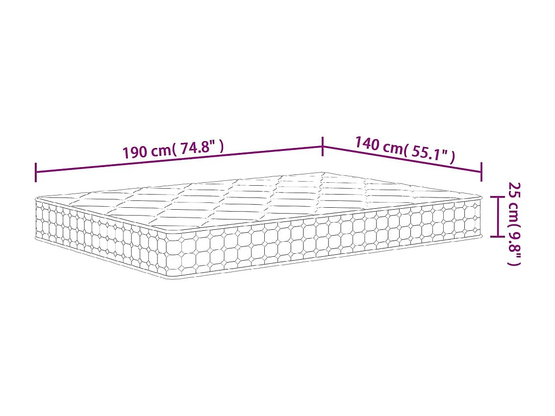 Matelas à ressorts ensachés dureté moyenne 140x190 cm