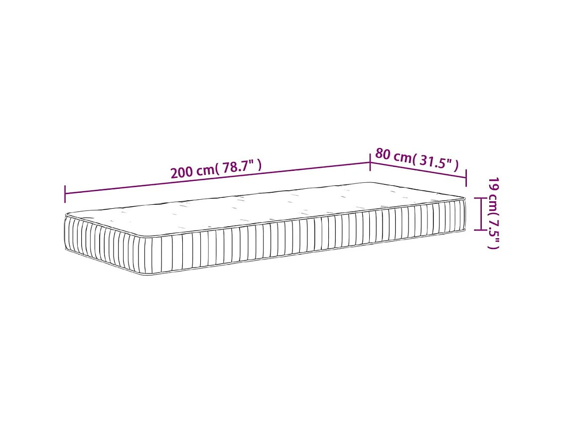 Matelas à ressorts ensachés moyen 80x200 cm