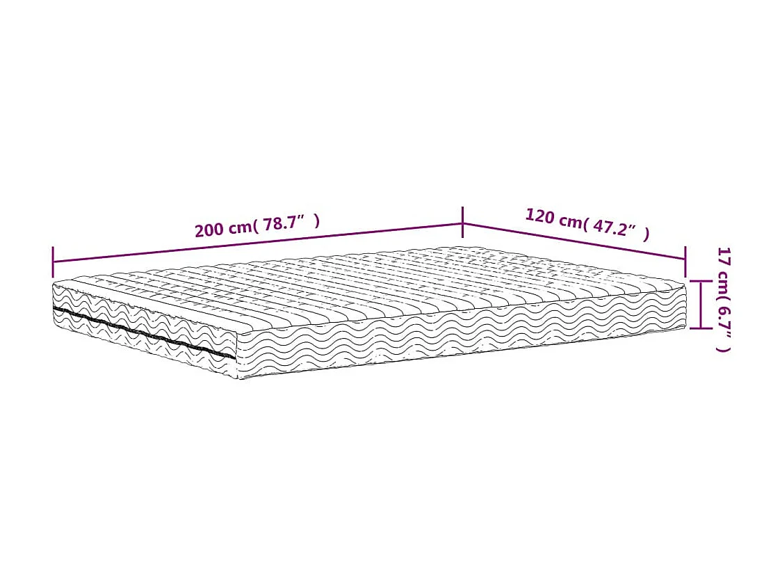 Matelas en mousse blanc 120x200 cm dureté H2 H3