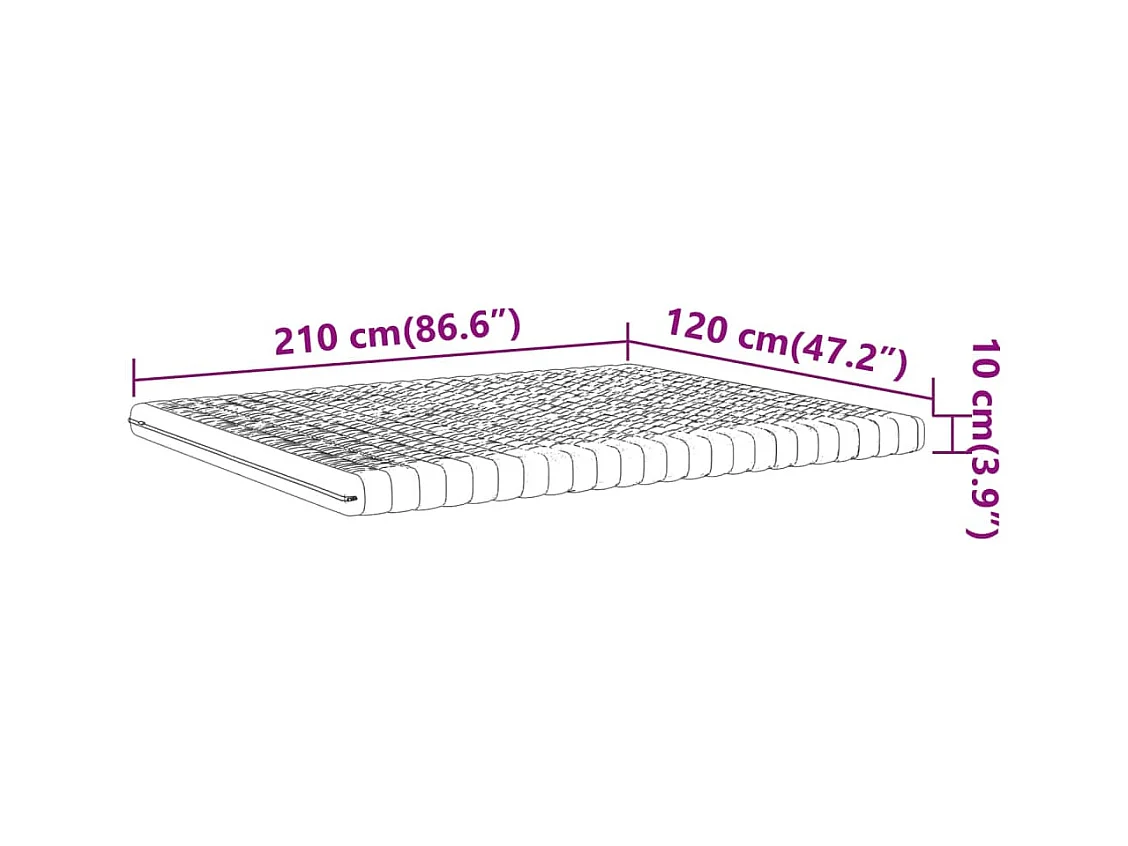 Matelas en mousse blanc 120x210 cm 7 zones dureté 20 ILD