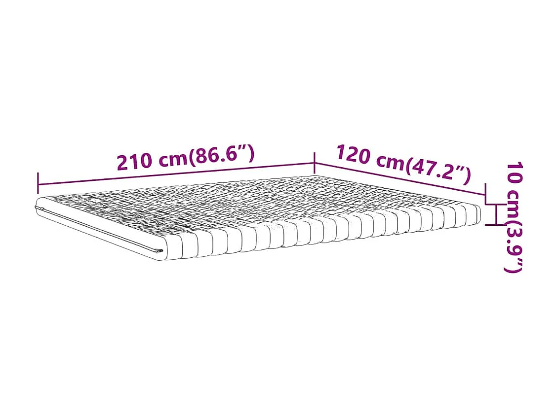 Matelas en mousse blanc 120x210 cm 7 zones dureté 20 ILD
