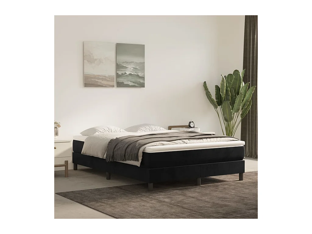 Pocketveringbedmatras Zwart 140x190x20 cm Fluweel