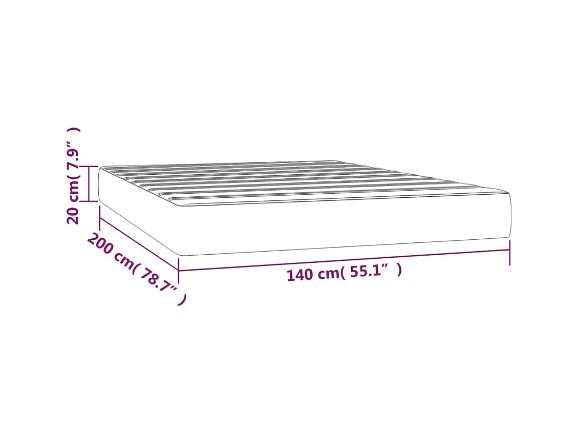 Materasso per letto a molle insacchettate Marrone scuro 140x200x20 cm