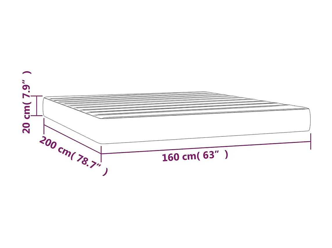 Materasso per letto a molle insacchettate Grigio chiaro 160x200x20 cm