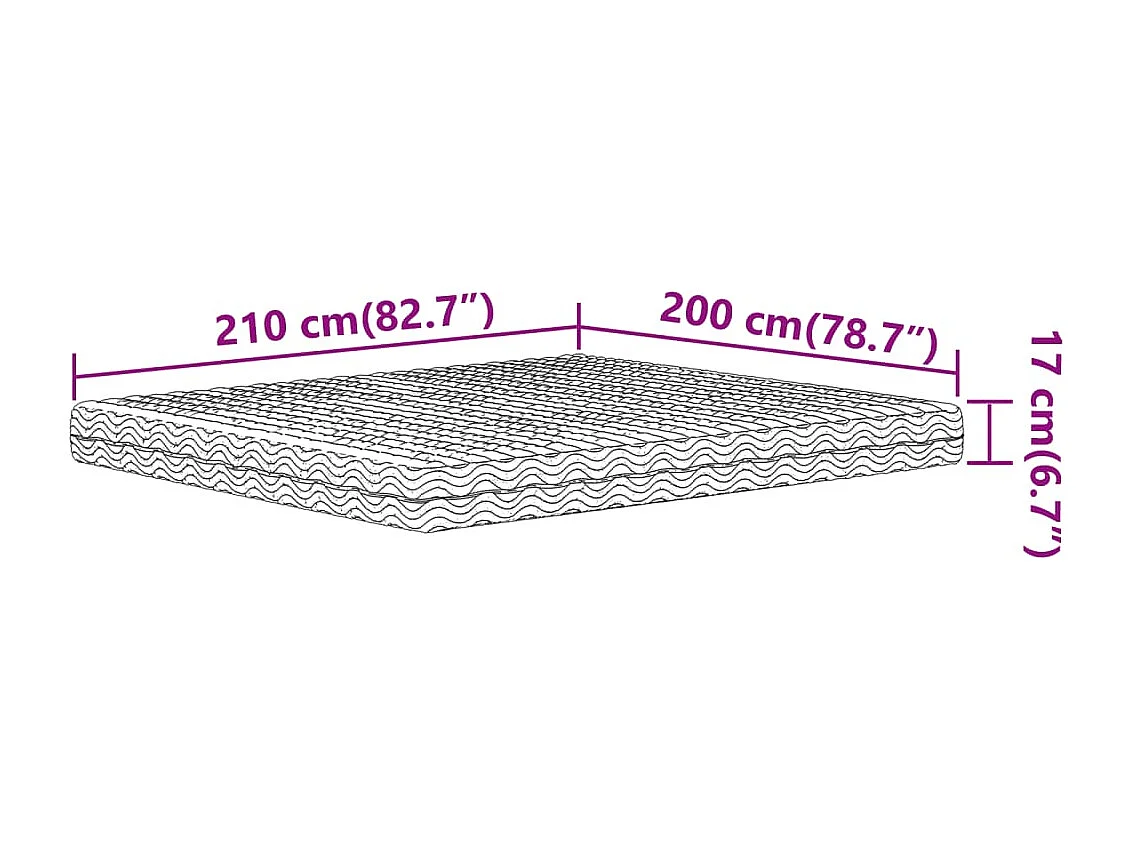 Materasso in schiuma bianca 200x210 cm durezza H2 H3