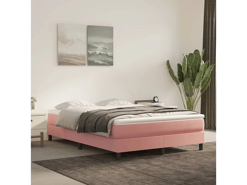 Matelas de lit à ressorts ensachés rose 140x220x20 cm velours