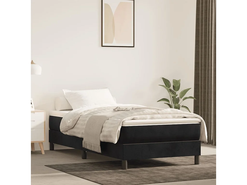 Materasso per letto a molle insacchettate nero 80x220x20 cm in velluto