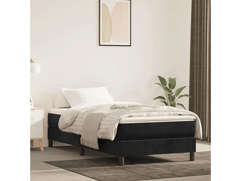 Matelas de lit à ressorts ensachés noir 80x220x20 cm velours