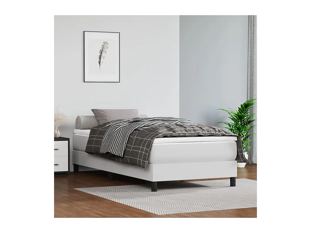 Matelas de lit à ressorts ensachés Blanc 90x200x20cm Similicuir