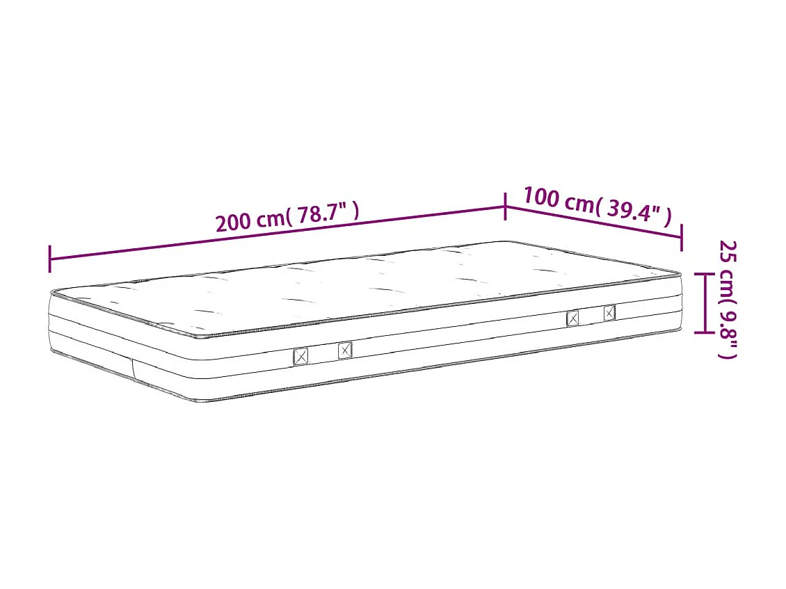 Materasso a molle insacchettate di media durezza 100x200 cm