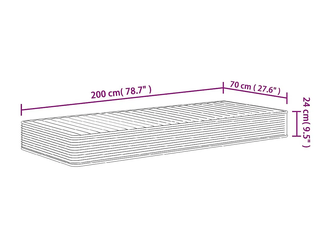 Colchón de espuma medio suave 70x200 cm