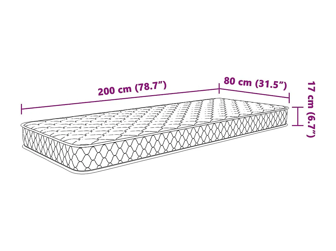 Matelas en mousse à mémoire de forme blanc 80x200x17 cm