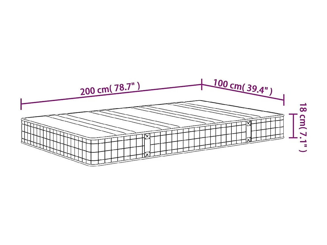 Matelas à ressorts bonnell moyen 100x200 cm