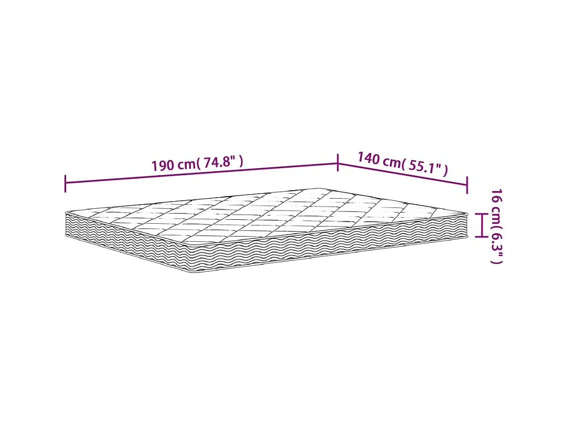 Matelas en mousse moyennement doux 140x190 cm