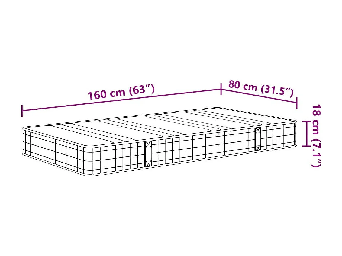 Matelas à ressorts Bonnell pour enfants moyen 80x160 cm