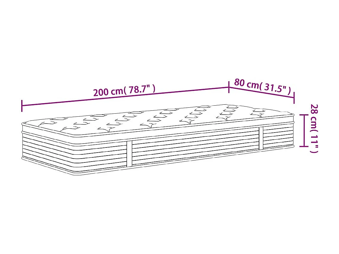 Colchón de muelles ensacados mediano 80x200 cm