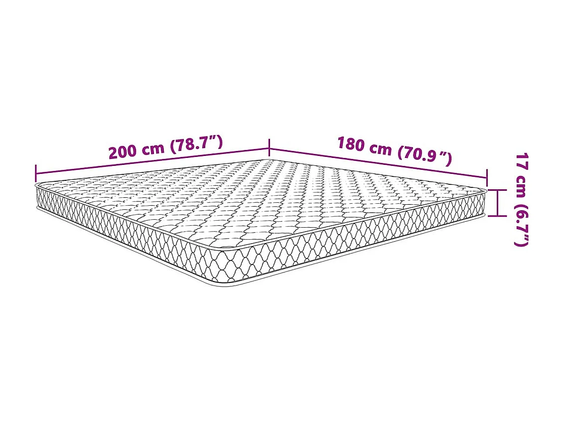 Matelas en mousse à mémoire de forme 200 x 180 x 17 cm