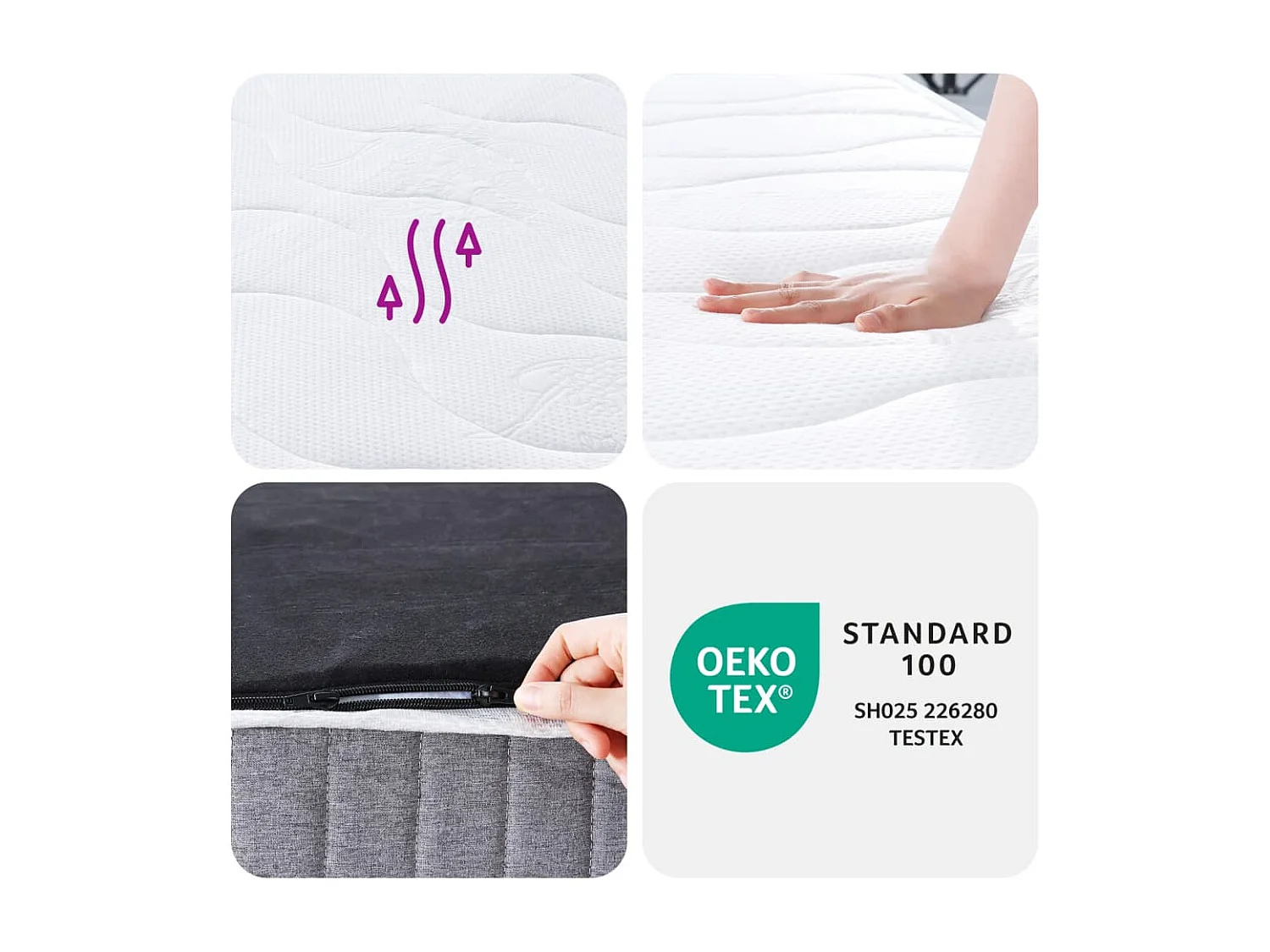 Matelas à ressorts ensachés pour enfants moyen 80x160 cm