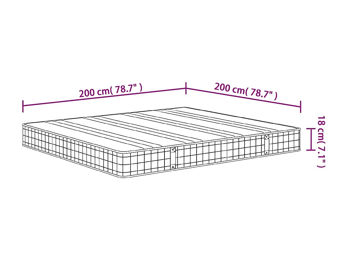 Matelas à ressorts bonnell moyen 200x200 cm