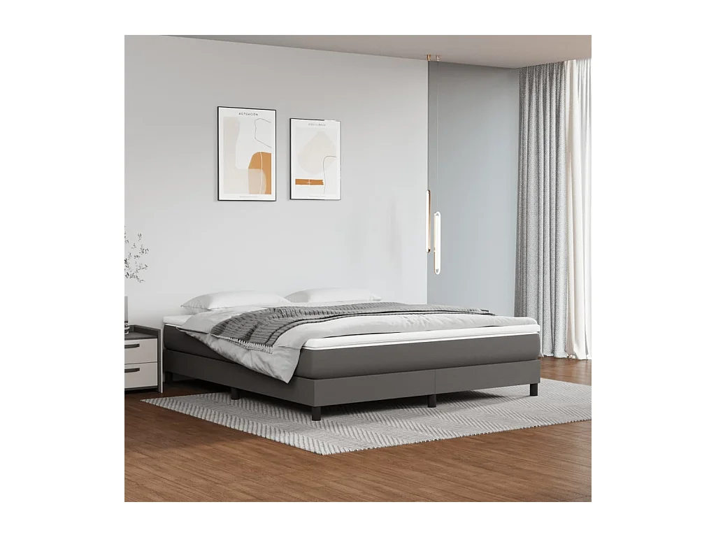 Matelas de lit à ressorts ensachés Gris 160x200x20cm Similicuir