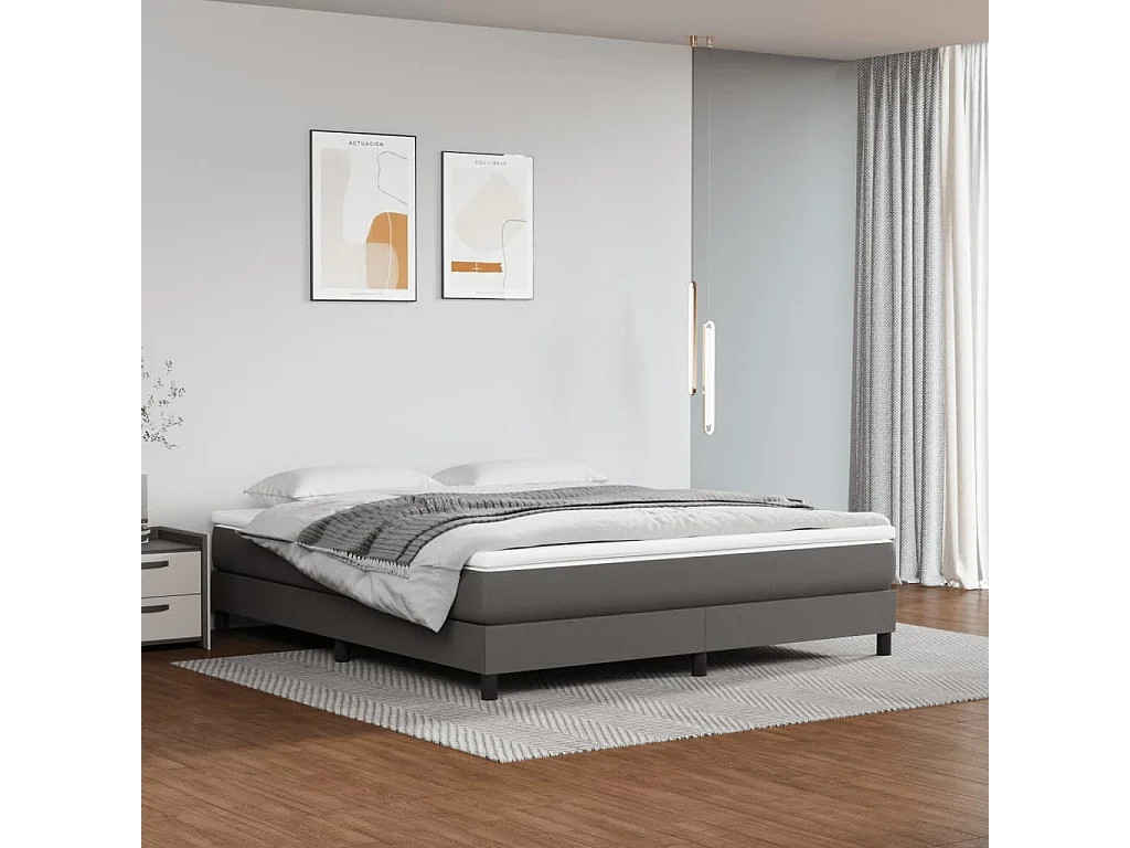 Matelas de lit à ressorts ensachés Gris 160x200x20cm Similicuir