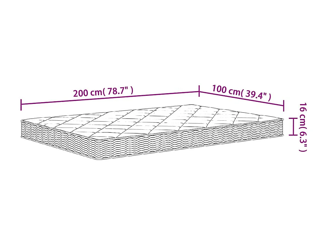 Matelas en mousse moyennement doux 100x200 cm