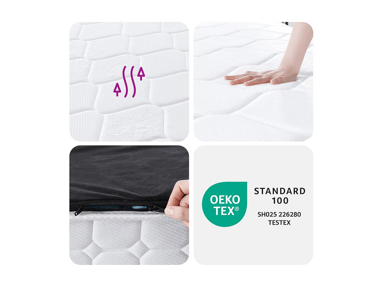 Matelas à ressorts ensachés dureté moyenne 70x200 cm